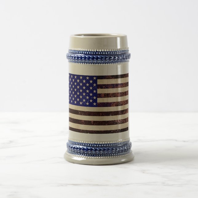 Caneca De Cerveja American Flag Vintage Grunge (Centro)