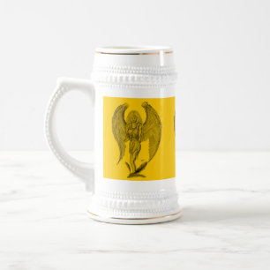 Caneca De Cerveja Angel - design preto e amarelo