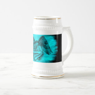 Caneca De Cerveja Angel Eros in Love, design preto e verde