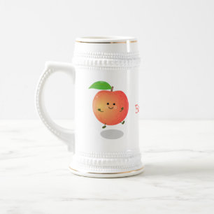 Caneca De Cerveja Animação de cor amarela de pêssego feliz