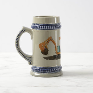 Caneca De Cerveja Animação do escavador laranja-claro