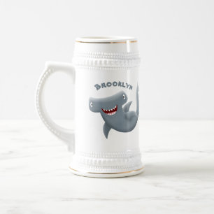 Caneca De Cerveja Animação engraçada de tubarão Hammerhead