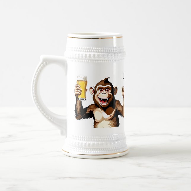 Caneca De Cerveja Animal de festa de texto personalizado (Esquerda)