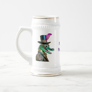 Caneca De Cerveja Animal de festa Steampunk do Mardi Gras Jacaré