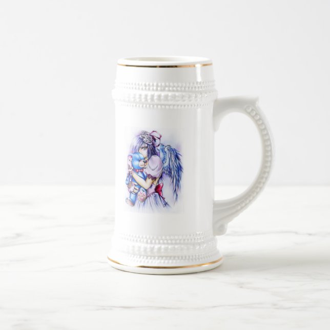 Caneca De Cerveja Anime Gothic Pink Angel Girl Com Ursinho (Direita)