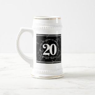 Caneca De Cerveja Aniversário de Trabalho do Elegante Black Marble 2
