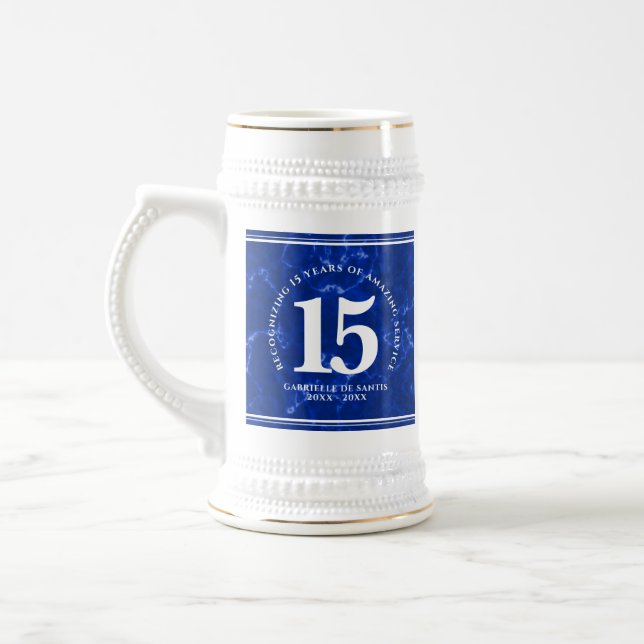 Caneca De Cerveja Aniversário de Trabalho do Elegante Blue Marble 15 (Esquerda)