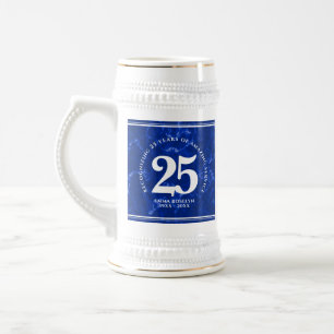 Caneca De Cerveja Aniversário de Trabalho do Elegante Blue Marble 25
