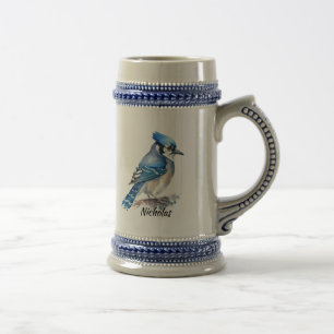Caneca De Cerveja Aquarela Bluejay Blue Jay Bird Art