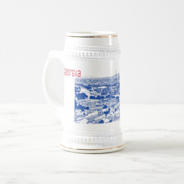Caneca De Cerveja Arquitetura de rua Tbilisi Georgia Cityscape (Frente Esquerda)