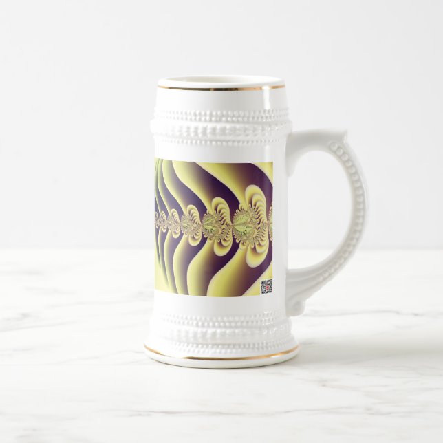 Caneca De Cerveja Arte Abstrata Simetria Fractal Verde Lima (Direita)
