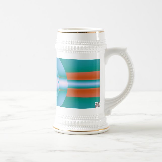 Caneca De Cerveja Arte Abstrato Coral Aquático Futurista Retrô (Direita)