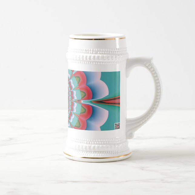 Caneca De Cerveja Arte abstrato de Mandala Psicodélico Retro em Flor (Direita)