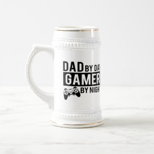 Caneca De Cerveja Arte com palavras de pai legal gamer