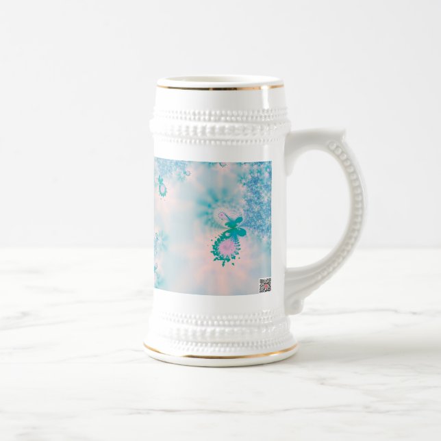 Caneca De Cerveja Arte de Borboleta de Meditação Azul Calma (Direita)