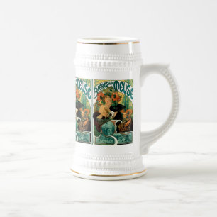 Caneca De Cerveja Arte Nouveau de Mucha:  La Meuse de Bieres de