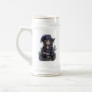 Caneca De Cerveja Arte Ocidental Floral Cowgirl Gótica