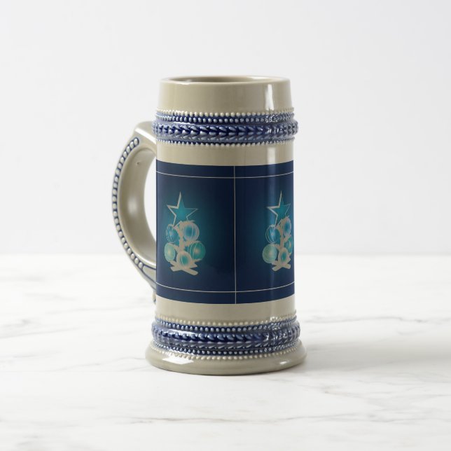 Caneca De Cerveja Árvore de Natal azul (Frente Esquerda)