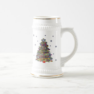 Caneca De Cerveja Árvore de Natal colorida festiva (a personalize!)