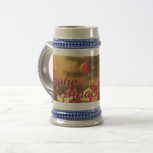 Caneca De Cerveja Árvore de Natal com presentes dourados