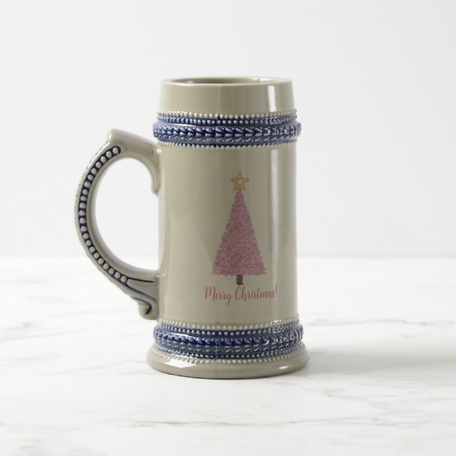 Caneca De Cerveja Árvore de natal rosa com estrela (Esquerda)