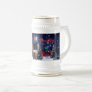 Caneca De Cerveja Árvores de Natal brilhantes do SlipperyJoe dois mu