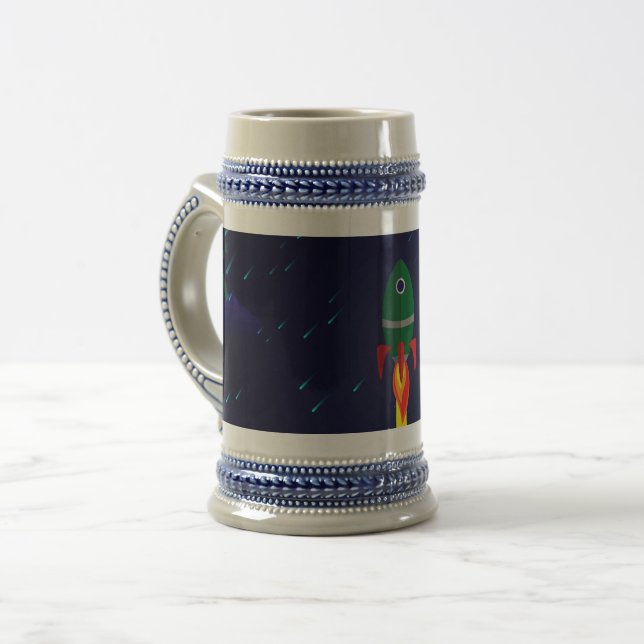 Caneca De Cerveja Astronauta da astronauta da espaçonave do foguete (Frente Esquerda)