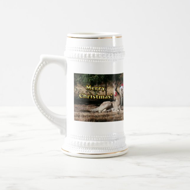 Caneca De Cerveja Aussie Style Christmas Kangaroos (Esquerda)
