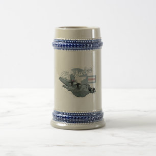 Caneca De Cerveja Avião militar da Cartoon