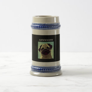 Caneca De Cerveja Awww Cute Pug Adorable Precioso Pets Cartoon