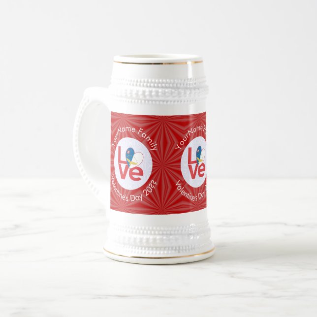 Caneca De Cerveja Azores Vermelho Bandeira Personalizada de AMOR  (Frente Esquerda)