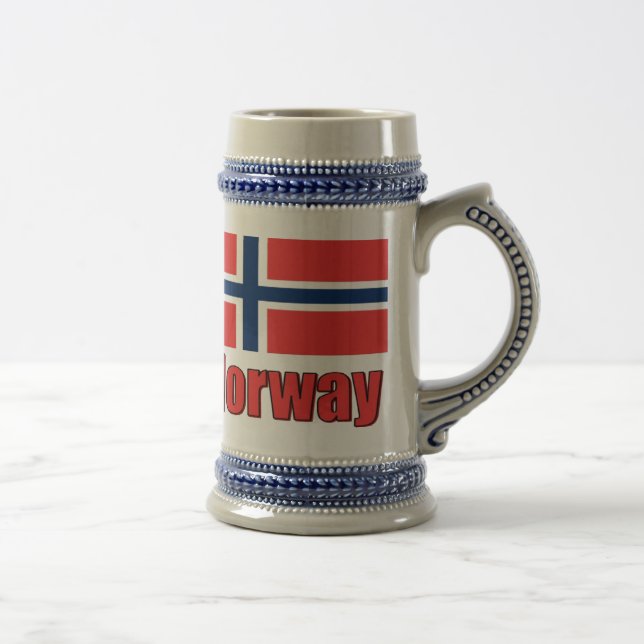 caneca de cerveja azul/cinzenta Noruega \ bandeira (Direita)