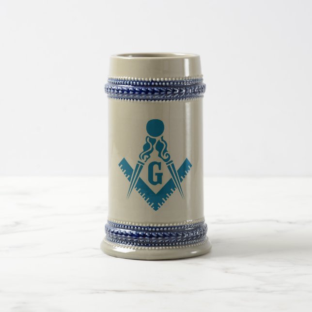 Caneca de cerveja azul do quadrado e do compasso (Centro)
