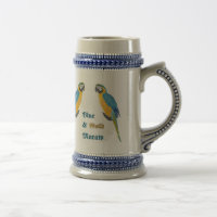 Caneca de cerveja azul e Dourado do Macaw