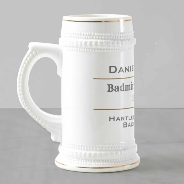 Caneca De Cerveja Badminton Champion (Criador carregado)