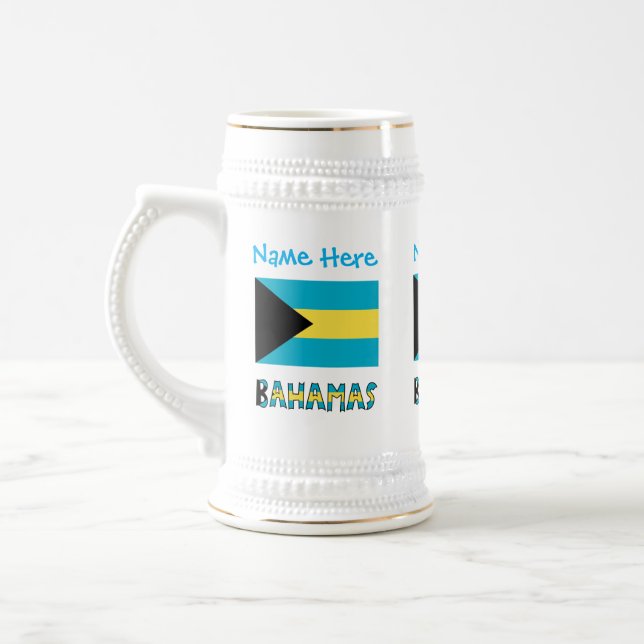Caneca De Cerveja Bahamas Bahamas Bandeira Personalização Azul (Esquerda)