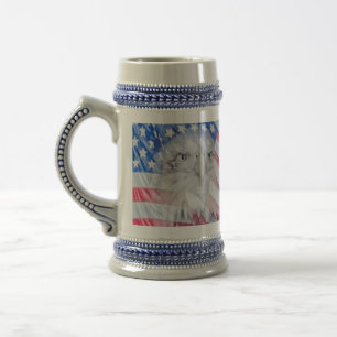Caneca De Cerveja Bald Eagle e a bandeira americana