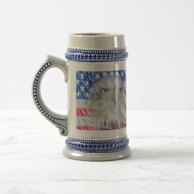 Caneca De Cerveja Bald Eagle e a bandeira americana (Esquerda)