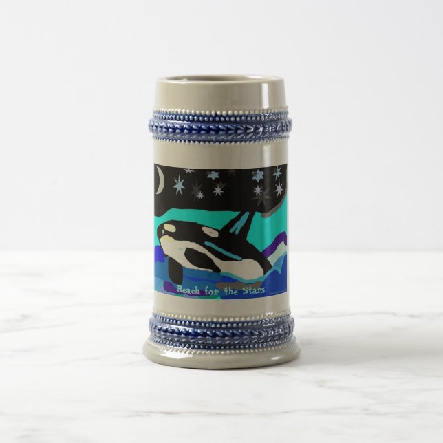Caneca De Cerveja Baleia da orca da estrela de Nightime, alcance (Centro)