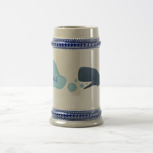 Caneca De Cerveja Baleia de esperma branca soprando desenhos animado