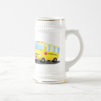 Banda branca e feliz de ônibus escolar amarelo
