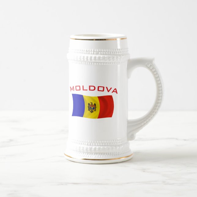 Caneca De Cerveja Bandeira 2 de Moldova (Direita)