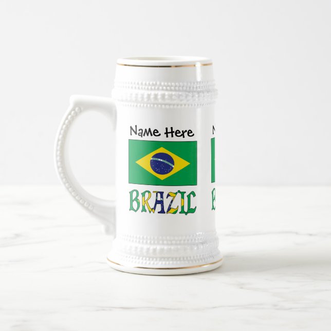 Caneca De Cerveja Bandeira brasileira personalizada (Esquerda)