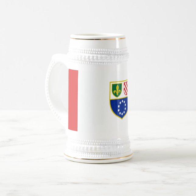 Caneca De Cerveja Bandeira da Bósnia-Herzegovina (Frente Esquerda)