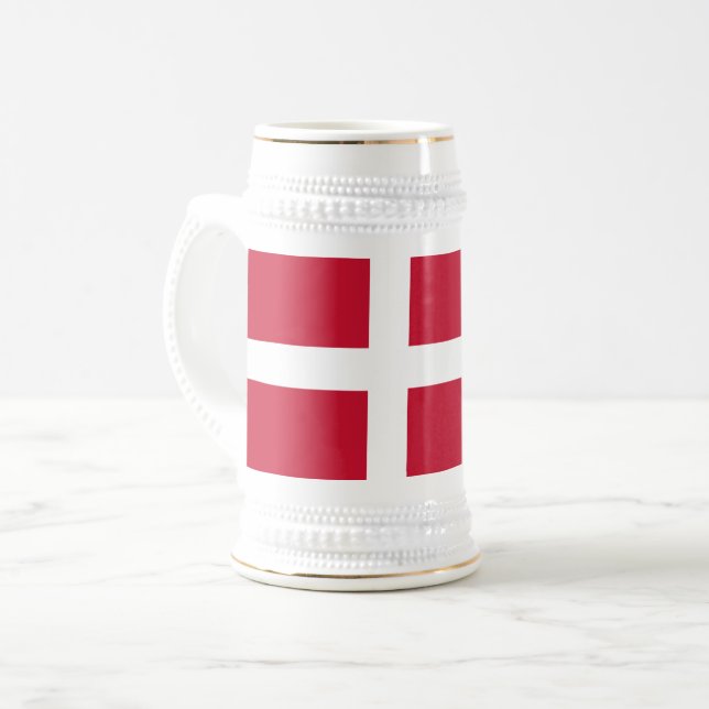 Caneca De Cerveja Bandeira da Dinamarca (Frente Esquerda)