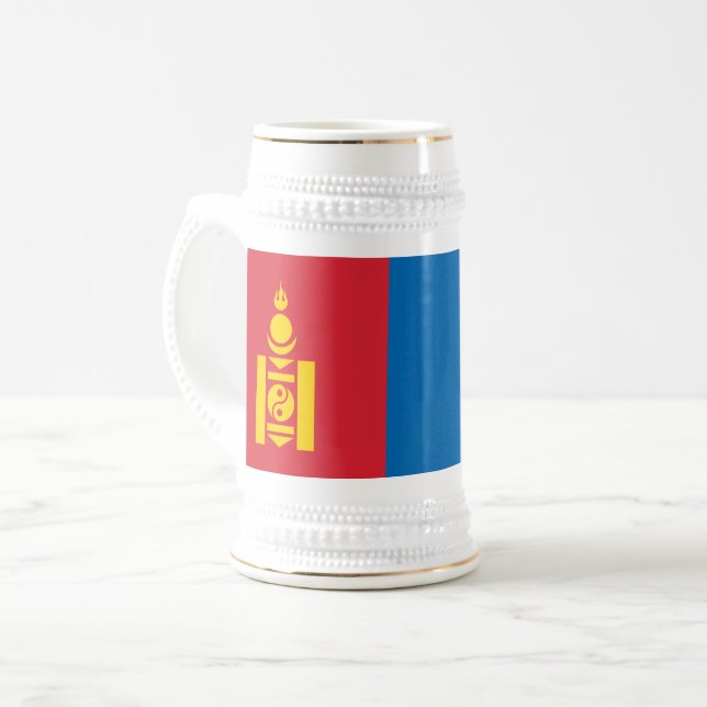 Caneca De Cerveja Bandeira da Mongólia (Frente Esquerda)