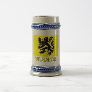 Caneca De Cerveja Bandeira da região de Flanders com nome