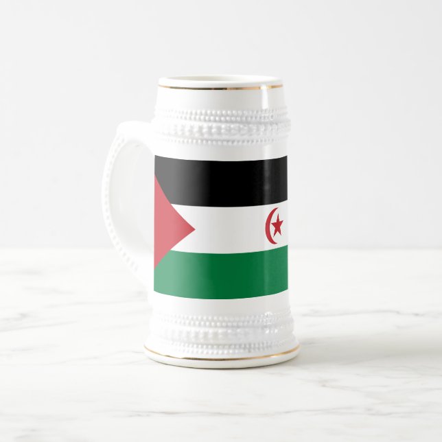 Caneca De Cerveja Bandeira da República Democrática Árabe do Sara (Frente Esquerda)