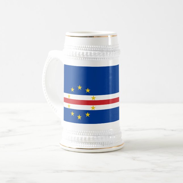 Caneca De Cerveja Bandeira de Cabo Verde (Frente Esquerda)