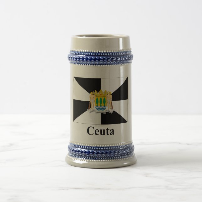 Caneca De Cerveja Bandeira de Ceuta com nome (Centro)